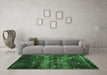 Machine Washable Abstract Emerald Green Modern Area Rugs in a Living Room,, wshabs1114emgrn