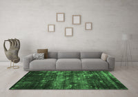 Machine Washable Abstract Emerald Green Modern Rug, wshabs1114emgrn