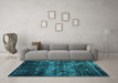 Machine Washable Abstract Turquoise Modern Area Rugs in a Living Room,, wshabs1114turq