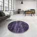 Round Machine Washable Abstract French Lilac Purple Rug in a Office, wshabs1114