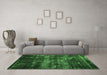 Machine Washable Abstract Green Modern Area Rugs in a Living Room,, wshabs1114grn