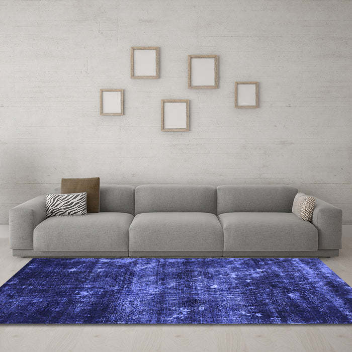 Machine Washable Abstract Blue Modern Rug in a Living Room, wshabs1114blu