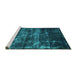 Sideview of Machine Washable Abstract Turquoise Modern Area Rugs, wshabs1114turq