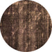 Round Abstract Brown Modern Rug, abs1114brn