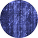 Round Abstract Blue Modern Rug, abs1114blu