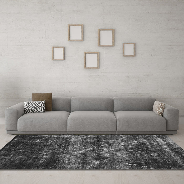 Machine Washable Abstract Gray Modern Rug in a Living Room,, wshabs1114gry