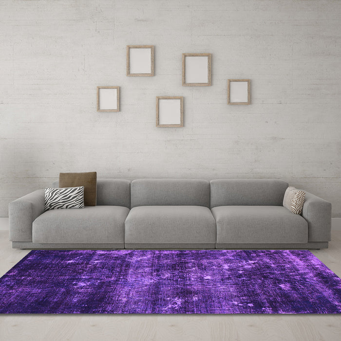 Machine Washable Abstract Purple Modern Area Rugs in a Living Room, wshabs1114pur