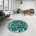 Abstract AquaMarine Green Modern Rug in a Kitchen, abs1115