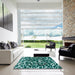 Square Machine Washable Abstract Medium Aqua Marine Green Rug in a Living Room, wshabs1115