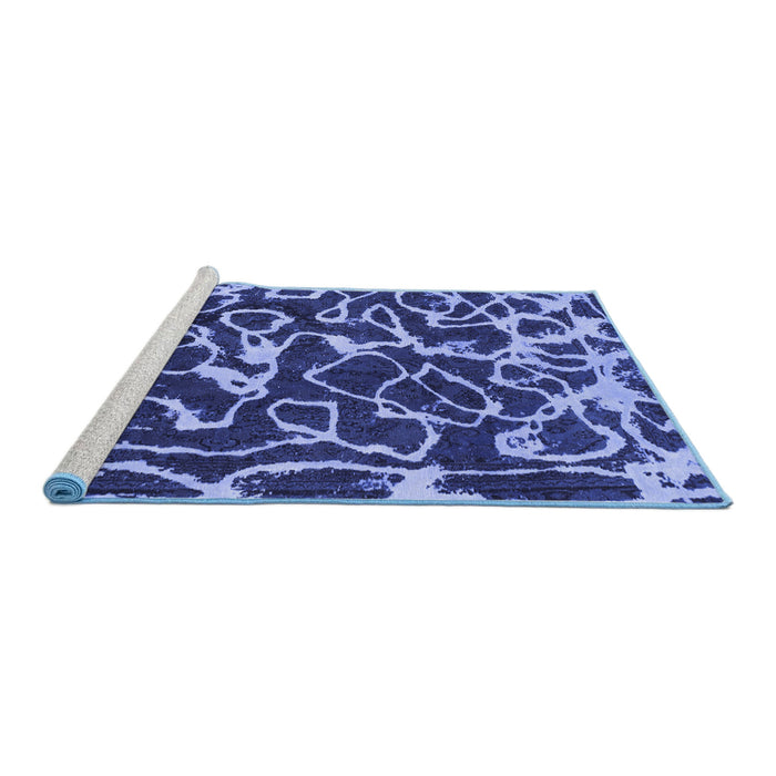 Sideview of Machine Washable Abstract Blue Modern Rug, wshabs1115blu