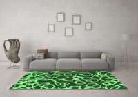 Machine Washable Abstract Emerald Green Modern Rug, wshabs1115emgrn