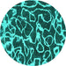 Round Abstract Turquoise Modern Rug, abs1115turq