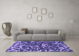 Machine Washable Abstract Purple Modern Area Rugs in a Living Room, wshabs1115pur