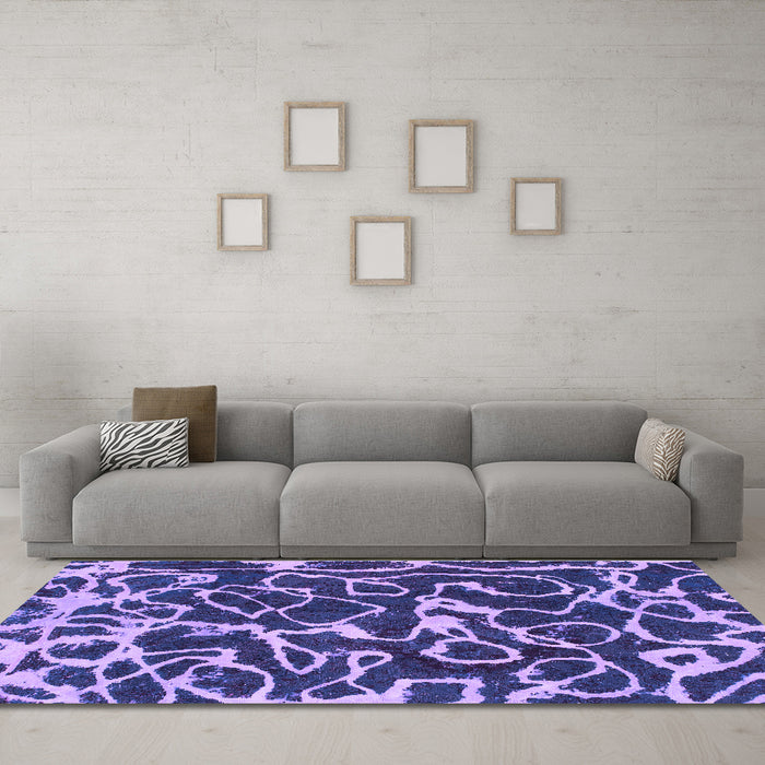 Machine Washable Abstract Purple Modern Area Rugs in a Living Room, wshabs1115pur