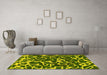 Machine Washable Abstract Yellow Modern Rug in a Living Room, wshabs1115yw