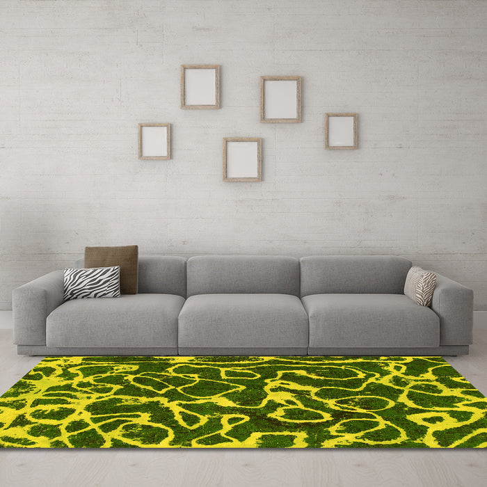 Machine Washable Abstract Yellow Modern Rug in a Living Room, wshabs1115yw