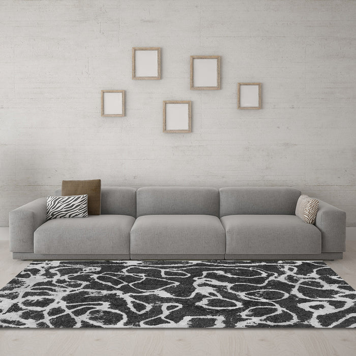 Machine Washable Abstract Gray Modern Rug in a Living Room,, wshabs1115gry