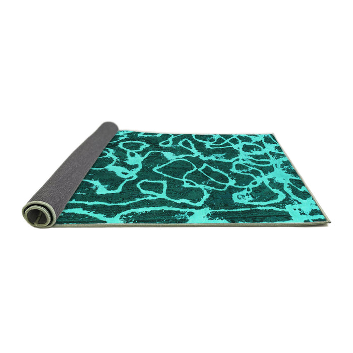 Sideview of Abstract Turquoise Modern Rug, abs1115turq