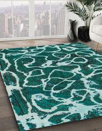 Abstract AquaMarine Green Modern Rug, abs1115