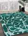 Abstract AquaMarine Green Modern Rug in Family Room, abs1115