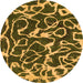 Round Abstract Orange Modern Rug, abs1115org