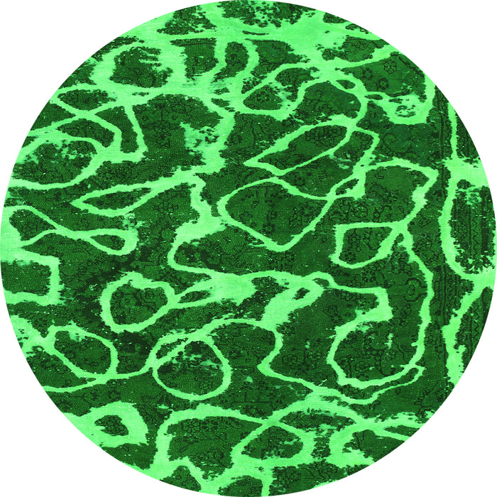 Round Abstract Green Modern Rug, abs1115grn