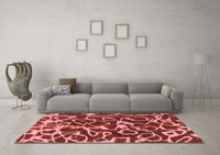 Machine Washable Abstract Red Modern Rug, wshabs1115red