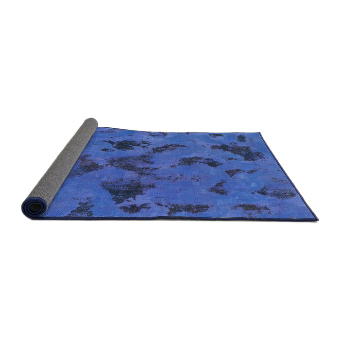 Sideview of Abstract Sapphire Blue Persian Rug, abs1116