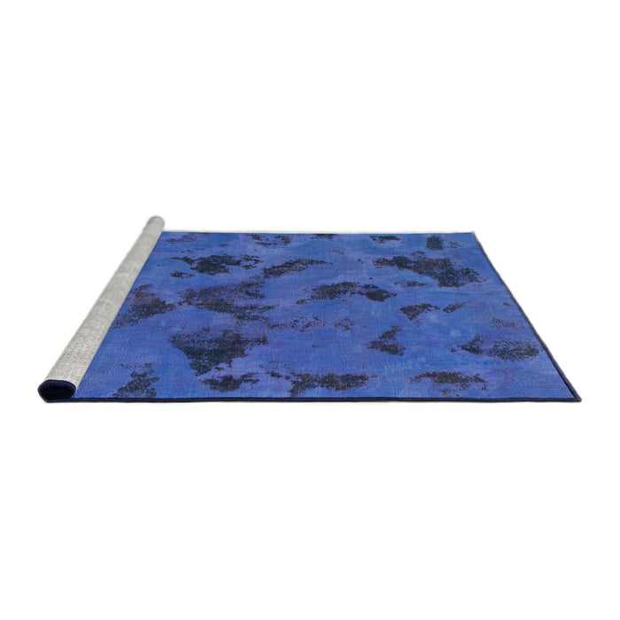 Sideview of Machine Washable Abstract Sapphire Blue Rug, wshabs1116