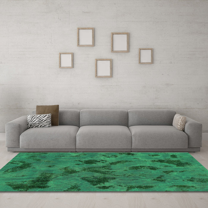 Machine Washable Persian Green Bohemian Area Rugs in a Living Room,, wshabs1116grn
