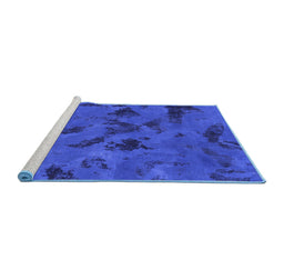 Sideview of Machine Washable Persian Blue Bohemian Rug, wshabs1116blu
