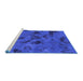 Sideview of Machine Washable Persian Blue Bohemian Rug, wshabs1116blu