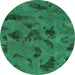 Round Machine Washable Persian Green Bohemian Area Rugs, wshabs1116grn