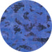 Round Machine Washable Abstract Sapphire Blue Rug, wshabs1116