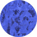 Round Machine Washable Persian Blue Bohemian Rug, wshabs1116blu