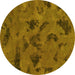 Round Machine Washable Persian Yellow Bohemian Rug, wshabs1116yw
