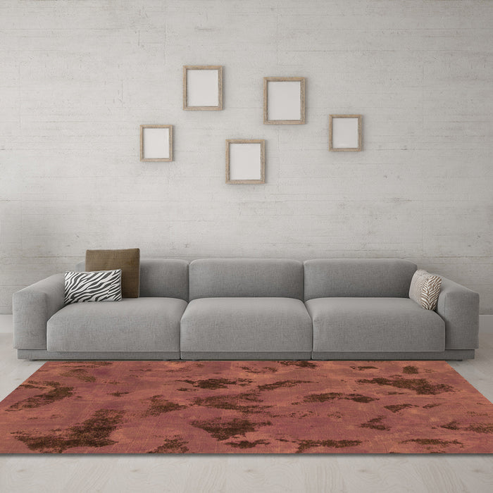 Machine Washable Persian Orange Bohemian Area Rugs in a Living Room, wshabs1116org