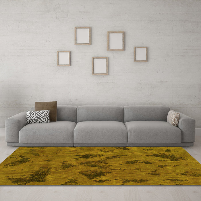 Machine Washable Persian Yellow Bohemian Rug in a Living Room, wshabs1116yw