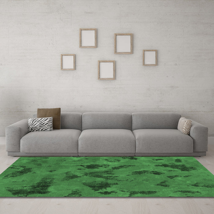 Machine Washable Persian Emerald Green Bohemian Area Rugs in a Living Room,, wshabs1116emgrn