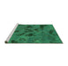 Sideview of Machine Washable Persian Green Bohemian Area Rugs, wshabs1116grn
