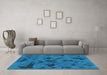 Machine Washable Persian Turquoise Bohemian Area Rugs in a Living Room,, wshabs1116turq