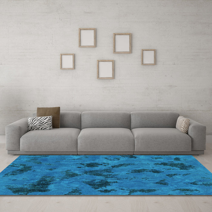 Machine Washable Persian Turquoise Bohemian Area Rugs in a Living Room,, wshabs1116turq