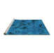 Sideview of Machine Washable Persian Turquoise Bohemian Area Rugs, wshabs1116turq