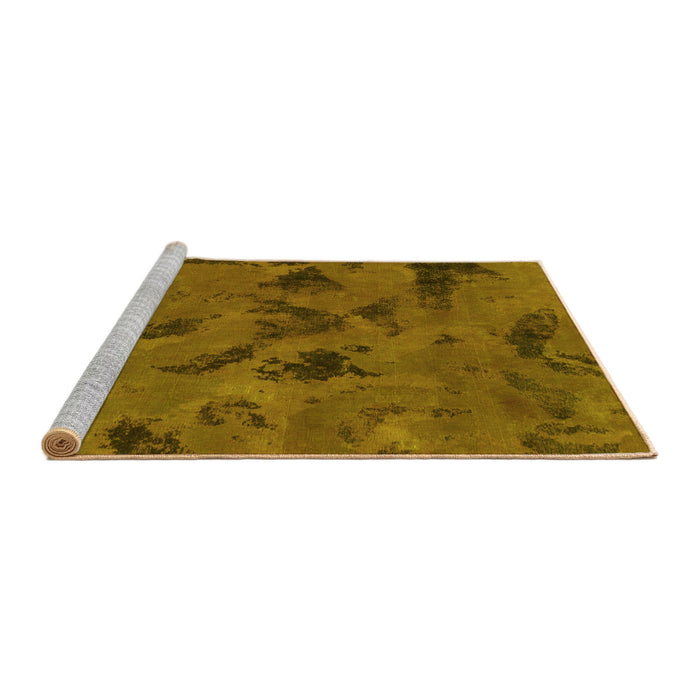 Sideview of Machine Washable Persian Yellow Bohemian Rug, wshabs1116yw