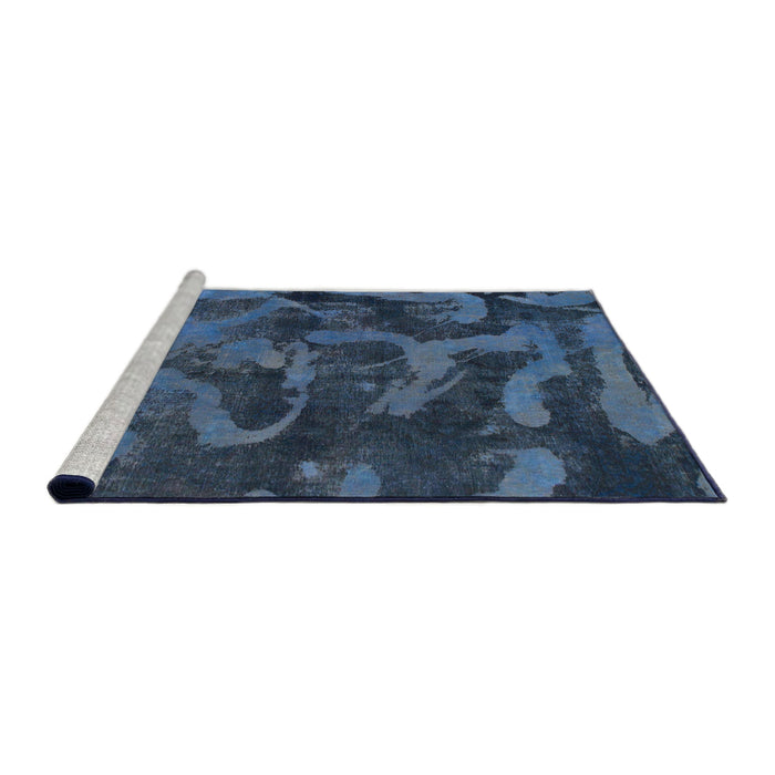 Sideview of Machine Washable Abstract Dark Blue Grey Blue Rug, wshabs1117