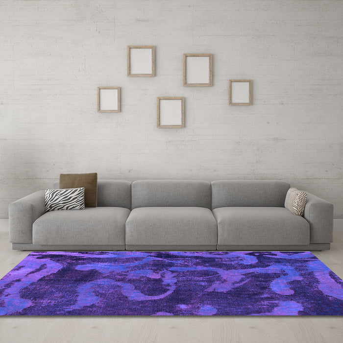 Machine Washable Persian Purple Bohemian Area Rugs in a Living Room, wshabs1117pur