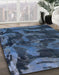 Abstract Dark Blue Grey Blue Persian Rug in Family Room, abs1117