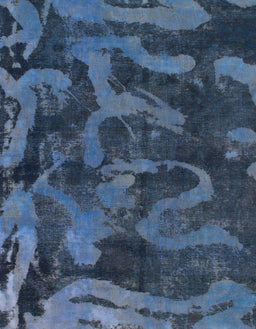 Abstract Dark Blue Grey Blue Persian Rug, abs1117
