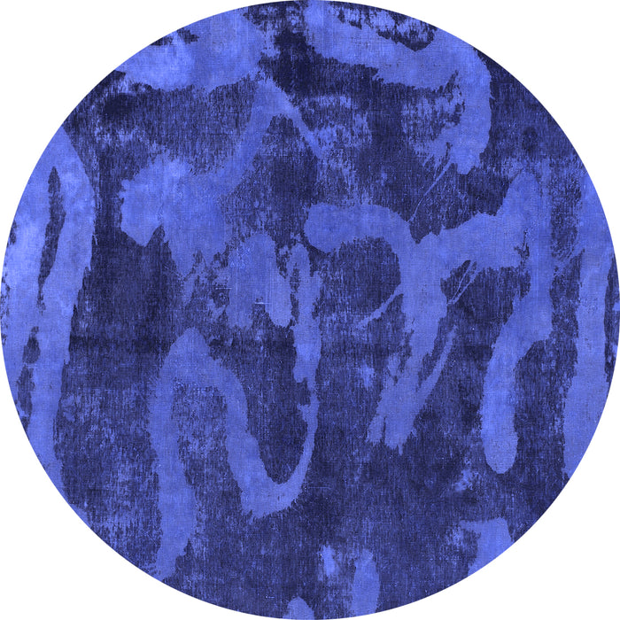 Round Machine Washable Persian Blue Bohemian Rug, wshabs1117blu