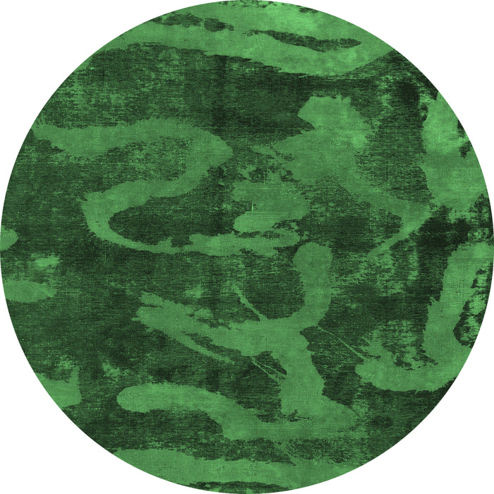 Round Persian Emerald Green Bohemian Rug, abs1117emgrn